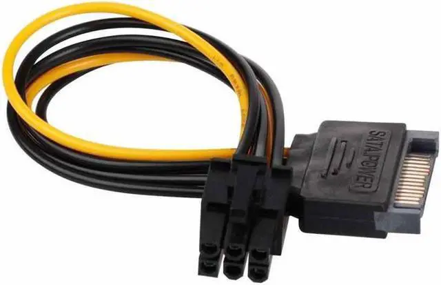 Alt view image 4 of 5 - Werleo SATA 15 pin to 6 Pin Power Cable 3-Pack 15 pin SATA to 6 pin pci Express power Adapter cable - 8 Inch