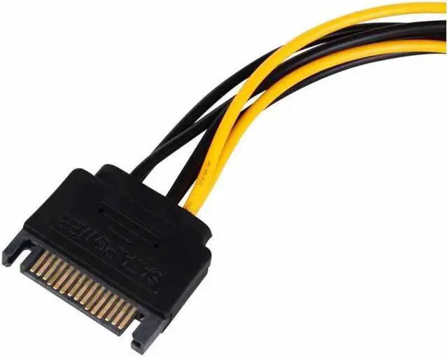 Alt view image 3 of 5 - Werleo SATA 15 pin to 6 Pin Power Cable 3-Pack 15 pin SATA to 6 pin pci Express power Adapter cable - 8 Inch