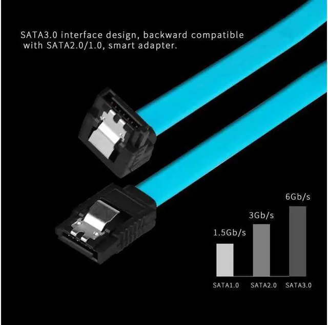Alt view image 2 of 6 - WERLEO SATA III Cable [3-Pack] SATA 6Gbps 90 Degree Cable plug with Lock Latch for With Serial ATA hard drives HDD, SSD, etc Blue - 18"