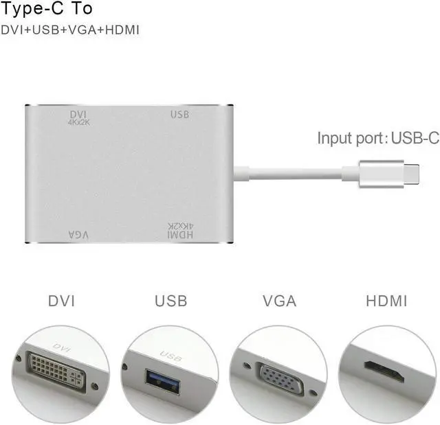 Alt view image 7 of 7 - USB 3.1 Type C to HDMI Adapter, USB-C to HDMI DVI 4K VGA USB Adaptor Converter for MacBook/MacBook Pro