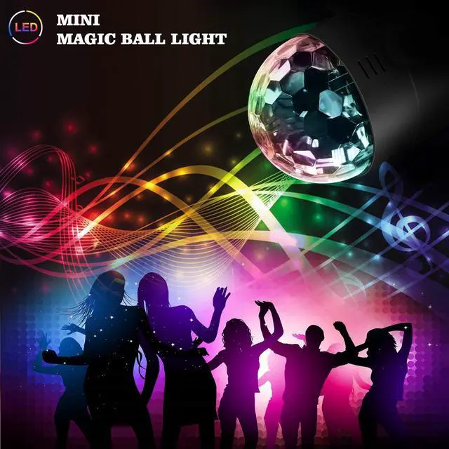 Alt view image 6 of 7 - LED Stage Party Lighting, Costech 7 Color Changing Sound Active 3W RGB Auto Rotating Mini Crystal LED Dream Magic Ball for Disco DJ, Show, Xmas KTV, Wedding, Club Pub, Theater (4 Pack)