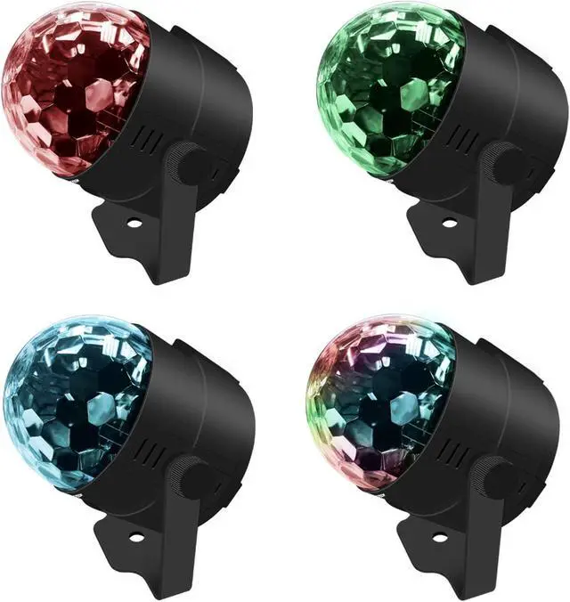 Alt view image 5 of 7 - LED Stage Party Lighting, Costech 7 Color Changing Sound Active 3W RGB Auto Rotating Mini Crystal LED Dream Magic Ball for Disco DJ, Show, Xmas KTV, Wedding, Club Pub, Theater (4 Pack)
