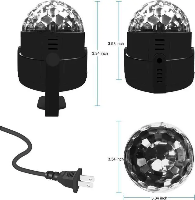 Alt view image 2 of 7 - LED Stage Party Lighting, Costech 7 Color Changing Sound Active 3W RGB Auto Rotating Mini Crystal LED Dream Magic Ball for Disco DJ, Show, Xmas KTV, Wedding, Club Pub, Theater (4 Pack)