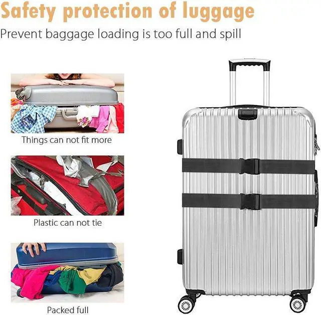 Alt view image 4 of 7 - Luggage Straps, 4 Pack Heavy Duty Non-Slip Adjustable Bag Bungee Travel Accessories Suitcase Baggage Belts
