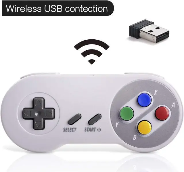 Alt view image 6 of 7 - 2.4 GHz Wireless USB Controller Compatible with Super Famicom Games, SNES Retro USB Classic Controller Joypad Joystick for Windows PC MAC Linux Genesis (Multi-Colored Keys)