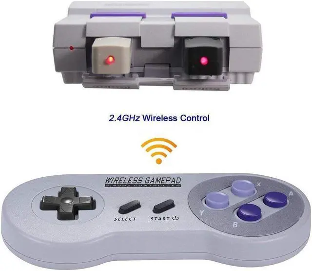 Alt view image 2 of 3 - Werleo Wireless Controller for SNES Classic Edition/NES Classic Edition, Gamepad With USB Wireless Receiver Can Play With Windows, IOS, Liunx, Android Device (2 Pack)