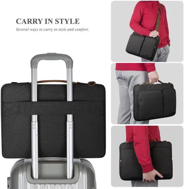 Alt view image 3 of 7 - Werleo 15.6 Inch Multi-functional Suit Fabric Portable Laptop Sleeve Case Shoulder Messenger Bag Briefcase for 15-15.6 inch Laptop Tablet Macbook Notebook