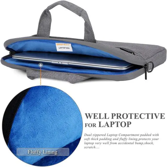 Alt view image 4 of 7 - 13 - 14 Inch Water Resistant Laptop Bag Messenger Shoulder Bag Briefcase Sleeve Case with Strap for 13" Macbook Pro Air Surface Book 12 13 14 Inch Laptop Ultrabook Notebook MacBook Chromebook Computer