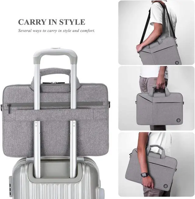 Alt view image 5 of 7 - 13 - 14 Inch Water Resistant Laptop Bag Messenger Shoulder Bag Briefcase Sleeve Case with Strap for 13" Macbook Pro Air Surface Book 12 13 14 Inch Laptop Ultrabook Notebook MacBook Chromebook Computer