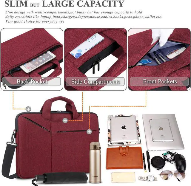 Alt view image 2 of 7 - Laptop Bag 15.6 Inch Water Resistant Briefcase Shoulder Messenger Bag Water Repellent Laptop Bag Satchel Tablet Bussiness Carrying Handbag Laptop Sleeve for Macbook Computer Notebook Women and Men