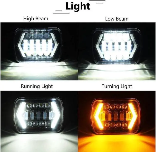 Alt view image 3 of 7 - 2pcs LED Projector Headlight Hi-Lo Beam Halo DRL For Jeep Cherokee XJ 7x6'' 5X7"