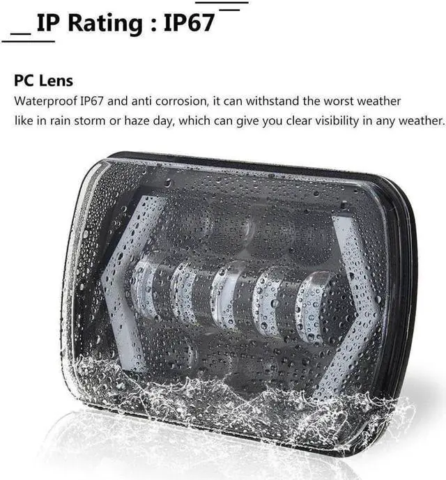 Alt view image 6 of 7 - 2pcs LED Projector Headlight Hi-Lo Beam Halo DRL For Jeep Cherokee XJ 7x6'' 5X7"