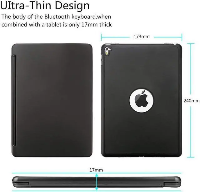 Alt view image 7 of 7 - New iPad 9.7 Keyboard 2017 2018 Case Protective Folio Utra Slim Hard Shell Light Weight Stand Smart Cover with Backlit Bluetooth Keyboard for iPad 6th Generation / iPad 5th Generation / iPad Air