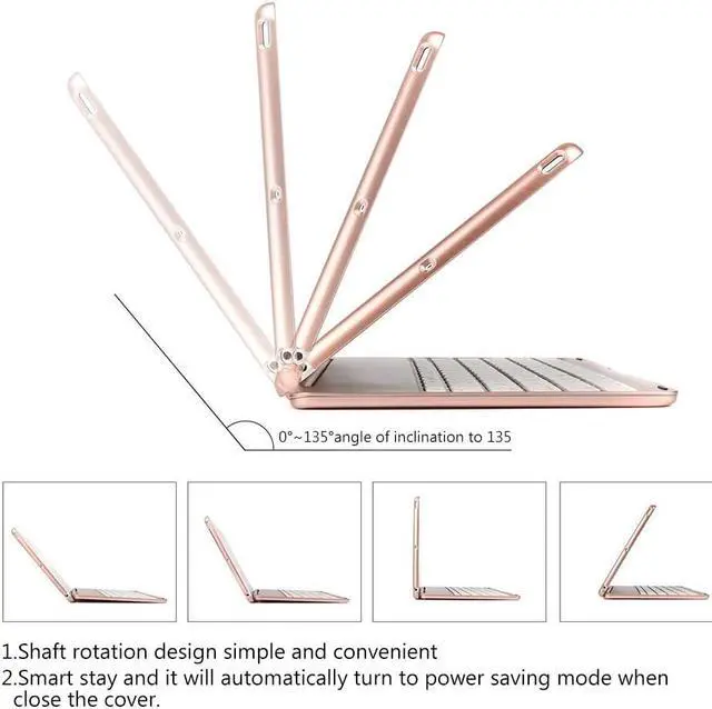 Alt view image 5 of 7 - New iPad 9.7 Keyboard 2017 2018 Case Protective Folio Utra Slim Hard Shell Light Weight Stand Smart Cover with Backlit Bluetooth Keyboard for iPad 6th Generation / iPad 5th Generation / iPad Air