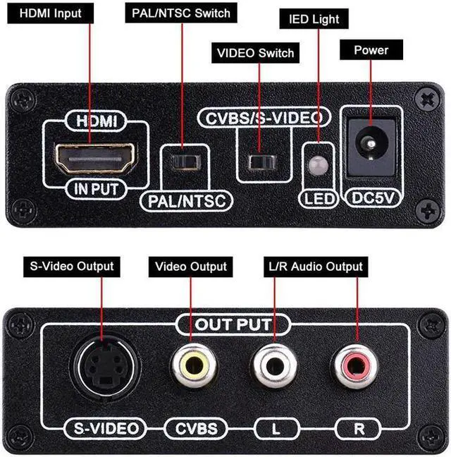 Alt view image 3 of 7 - HDMI to Composite 3RCA AV S-Video R/L Audio Vdieo Converter Adapter Upscaler Support 720P/1080P with RCA/S-Video Cable for PC Laptop Xbox PS3 TV STB VHS VCR Camera Blue-Ray DVD