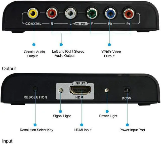 Alt view image 2 of 6 - 1080P HDMI To Component Video (YPbPr) Scaler Converter Adapter with Coaxial Audio Output and R / L Audio Support Windows 10, Black