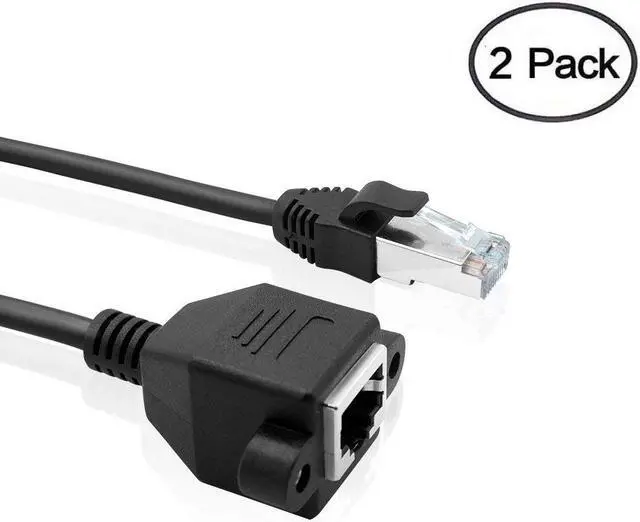 Main image of Werleo  2 packs Ethernet Extension Cable Network Cat6 Cat5e Cat5 Extension Patch Cable RJ45 Cords Shielded Male to Female Connector Cable Black 1FT / 0.3M