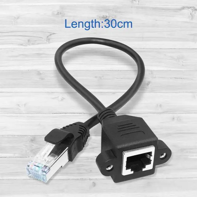 Alt view image 3 of 4 - Werleo  2 packs Ethernet Extension Cable Network Cat6 Cat5e Cat5 Extension Patch Cable RJ45 Cords Shielded Male to Female Connector Cable Black 1FT / 0.3M