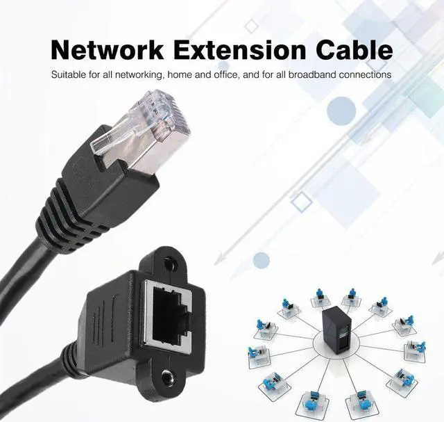 Alt view image 2 of 7 - Roll over image to zoom in
Ethernet Extension Cable Network Cat6 Cat5e Cat5 Extension Patch Cable RJ45 Cords Shielded Male to Female Connector Cable Black  - 3ft / 1m