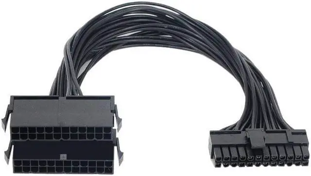 Alt view image 2 of 6 - Power Supply Splitter, Dual PSU Cable Adapter 24 Pin 20+4 Pin ATX Motherboard Adapter Extension Cable Dual 24-Pin Mining Power Adapter 12 Inch (30CM) (2-Pack)