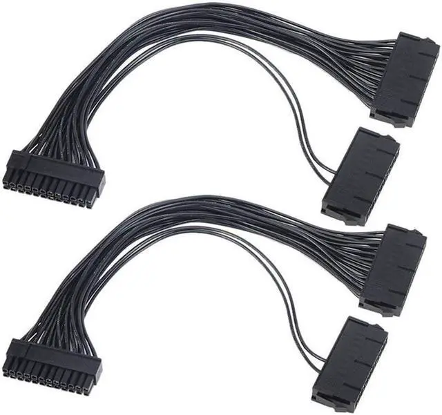 Main image of Power Supply Splitter, Dual PSU Cable Adapter 24 Pin 20+4 Pin ATX Motherboard Adapter Extension Cable Dual 24-Pin Mining Power Adapter 12 Inch (30CM) (2-Pack)
