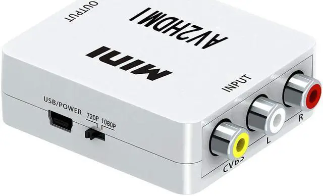 Alt view image 2 of 6 - Werleo RCA Composite CVBS AV to HDMI Video Audio Converter AV2HDMI Adapter Mini Box Support 1080P for TV PC PS3 N64 WII Blue-Ray DVD