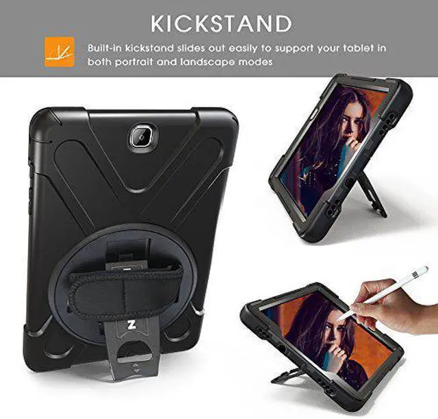 Alt view image 3 of 4 - Galaxy Tab A 9.7 Case Full-body Shock Proof Hybrid Heavy Duty Armor Protective Case for Samsung Galaxy Tab A 9.7 [SM-T550] Case with Kickstand/ Hand Strap/ Shoulder Strap