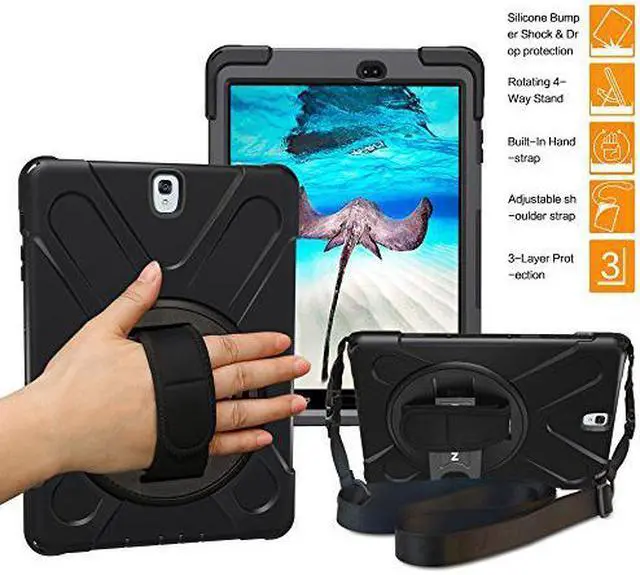 Main image of Galaxy Tab A 9.7 Case Full-body Shock Proof Hybrid Heavy Duty Armor Protective Case for Samsung Galaxy Tab A 9.7 [SM-T550] Case with Kickstand/ Hand Strap/ Shoulder Strap