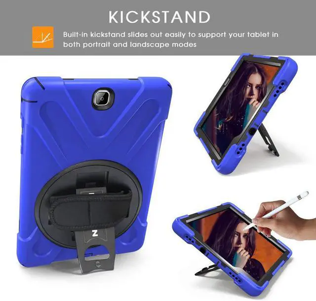 Alt view image 2 of 7 - Galaxy Tab A 9.7 Case Full-body Shock Proof Hybrid Heavy Duty Armor Protective Case for Samsung Galaxy Tab A 9.7 [SM-T550] Case with Kickstand/ Hand Strap/ Shoulder Strap