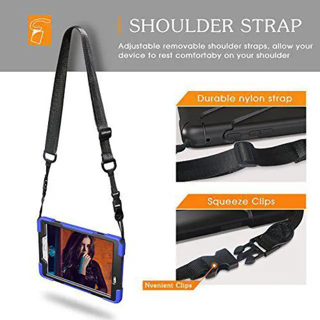 Alt view image 4 of 7 - Galaxy Tab A 9.7 Case Full-body Shock Proof Hybrid Heavy Duty Armor Protective Case for Samsung Galaxy Tab A 9.7 [SM-T550] Case with Kickstand/ Hand Strap/ Shoulder Strap