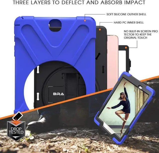 Alt view image 6 of 7 - Galaxy Tab A 9.7 Case Full-body Shock Proof Hybrid Heavy Duty Armor Protective Case for Samsung Galaxy Tab A 9.7 [SM-T550] Case with Kickstand/ Hand Strap/ Shoulder Strap