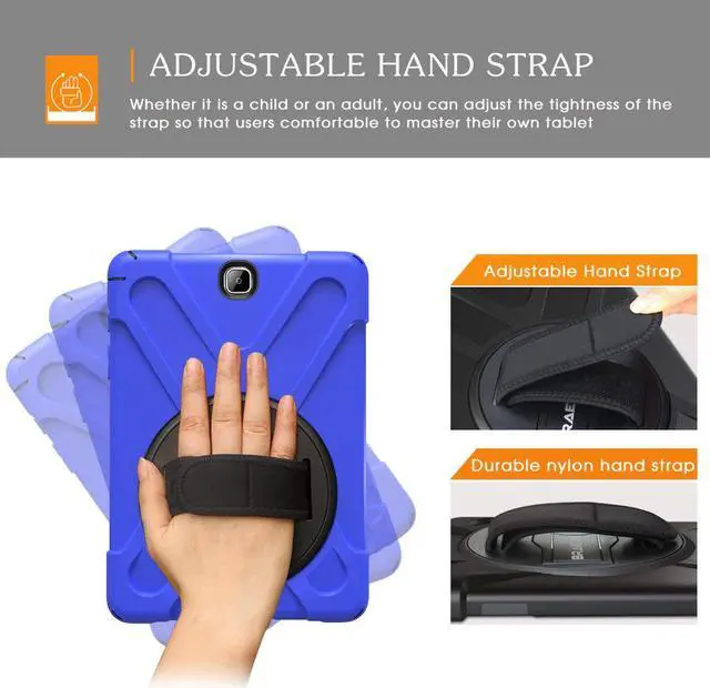 Alt view image 3 of 7 - Galaxy Tab A 9.7 Case Full-body Shock Proof Hybrid Heavy Duty Armor Protective Case for Samsung Galaxy Tab A 9.7 [SM-T550] Case with Kickstand/ Hand Strap/ Shoulder Strap