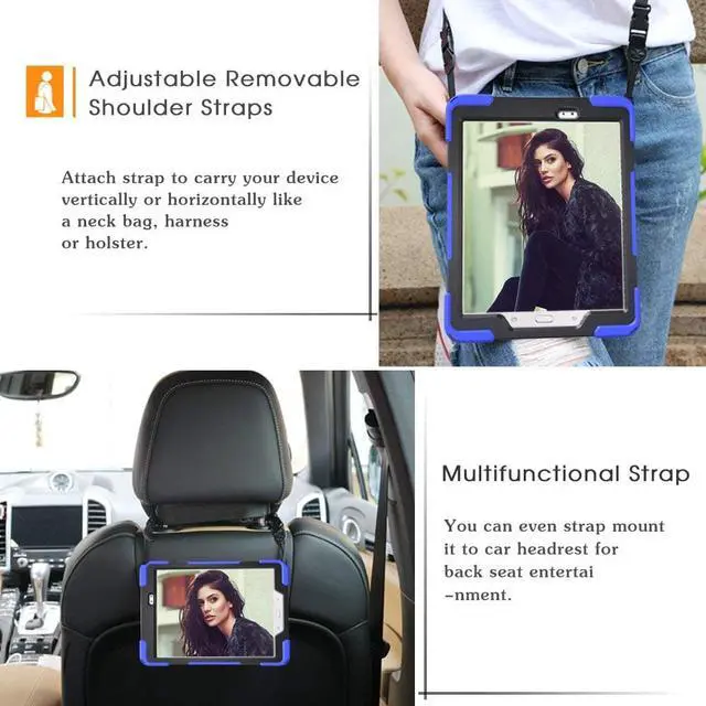 Alt view image 5 of 7 - Galaxy Tab A 9.7 Case Full-body Shock Proof Hybrid Heavy Duty Armor Protective Case for Samsung Galaxy Tab A 9.7 [SM-T550] Case with Kickstand/ Hand Strap/ Shoulder Strap