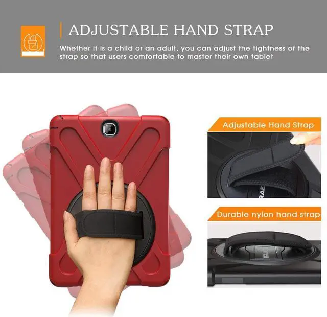 Alt view image 3 of 7 - Galaxy Tab A 9.7 Case Full-body Shock Proof Hybrid Heavy Duty Armor Protective Case for Samsung Galaxy Tab A 9.7 [SM-T550] Case with Kickstand/ Hand Strap/ Shoulder Strap
