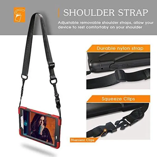 Alt view image 4 of 7 - Galaxy Tab A 9.7 Case Full-body Shock Proof Hybrid Heavy Duty Armor Protective Case for Samsung Galaxy Tab A 9.7 [SM-T550] Case with Kickstand/ Hand Strap/ Shoulder Strap