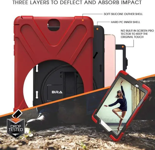 Alt view image 6 of 7 - Galaxy Tab A 9.7 Case Full-body Shock Proof Hybrid Heavy Duty Armor Protective Case for Samsung Galaxy Tab A 9.7 [SM-T550] Case with Kickstand/ Hand Strap/ Shoulder Strap