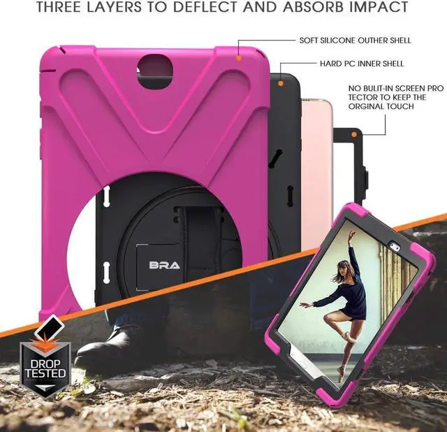 Alt view image 6 of 7 - Galaxy Tab A 9.7 Case Full-body Shock Proof Hybrid Heavy Duty Armor Protective Case for Samsung Galaxy Tab A 9.7 [SM-T550] Case with Kickstand/ Hand Strap/ Shoulder Strap