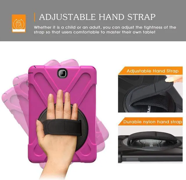 Alt view image 3 of 7 - Galaxy Tab A 9.7 Case Full-body Shock Proof Hybrid Heavy Duty Armor Protective Case for Samsung Galaxy Tab A 9.7 [SM-T550] Case with Kickstand/ Hand Strap/ Shoulder Strap