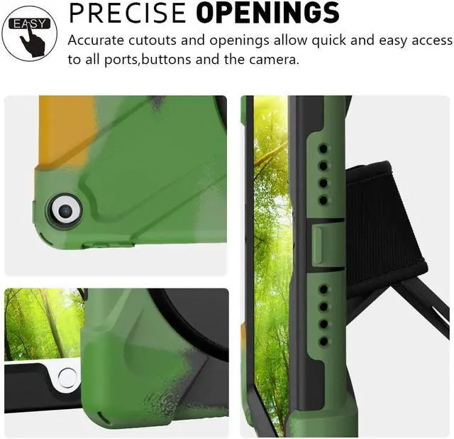 Alt view image 5 of 7 - New iPad 9.7 2017 2018 Case,360 Degree Rotatable with Kickstand,Hand Strap and Shoulder Strap case, 3 Layer Hybrid Heavy Duty Shockproof case for iPad 9.7 5th/6th Generation