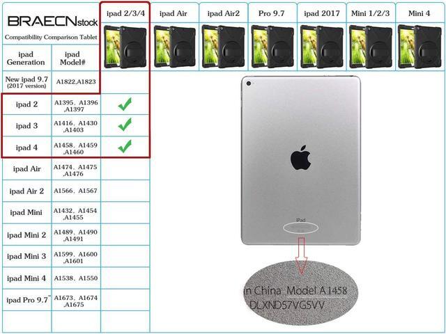 Alt view image 7 of 7 - Apple iPad 2 Case iPad 3 Case iPad 4 Case Cover Heavy Duty Shockproof Protective Case for iPad 2 3 4 Tablet Case with 360 Degrees Rotable Hand Strap Kickstand and Shoulder Strap