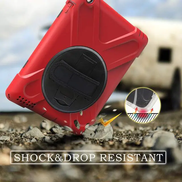 Alt view image 5 of 7 - Apple iPad 2 Case iPad 3 Case iPad 4 Case Cover Heavy Duty Shockproof Protective Case for iPad 2 3 4 Tablet Case with 360 Degrees Rotable Hand Strap Kickstand and Shoulder Strap
