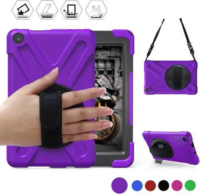 Main image of All-New Amazon Fire HD 8 2017 Tablet Case Werleo Hybrid Armor Defender Cover Full Body Protective Case With Hand Strap and Shoulder Strap for Fire HD 8 7th Generation 2017 Release