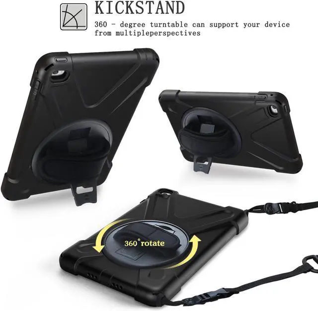 Alt view image 3 of 6 - Werleo for iPad Mini 4 Case Three Layer Drop Protection Shockpoof Rugged Heavy Duty iPad Mini 4 Protective Case With a 360 Degree Swivel Stand Hand Strap and a Shoulder Strap for iPad Mini 4 Case