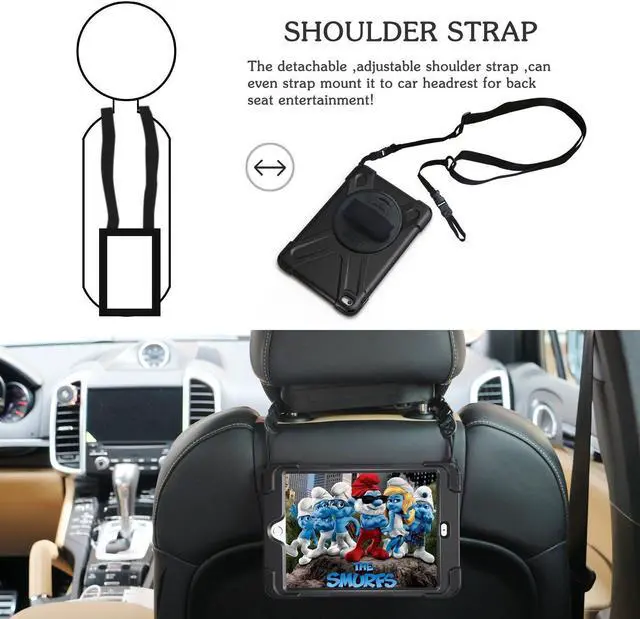 Alt view image 4 of 6 - Werleo for iPad Mini 4 Case Three Layer Drop Protection Shockpoof Rugged Heavy Duty iPad Mini 4 Protective Case With a 360 Degree Swivel Stand Hand Strap and a Shoulder Strap for iPad Mini 4 Case