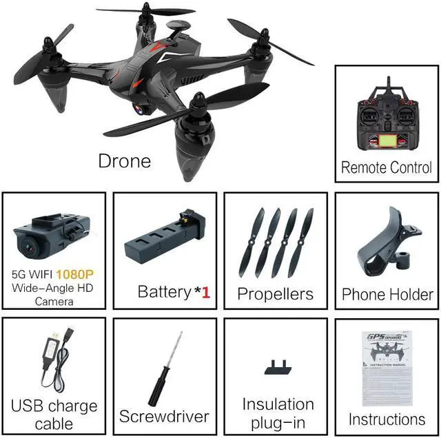 Alt view image 4 of 7 - GPS FPV RC Drone with Camera Live Video GPS Return Home Quadcopter with Adjustable Wide-Angle 1080P HD 5GHz WIFI Camera Follow Me Brushless Quadcopter
