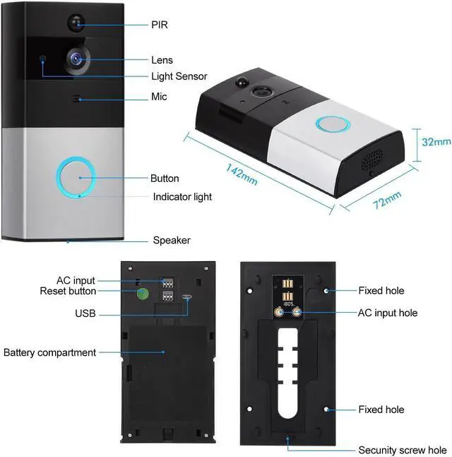 Alt view image 5 of 6 - Werleo Video Doorbell Smart Doorbell 720P HD Wifi Security Camera with Door Chime 8G Memory Storage Real-Time Two-Way Talk and Video Night Vision PIR Motion Detection and App Control for IOS Android