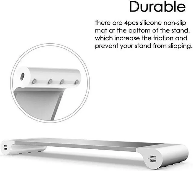 Alt view image 4 of 7 - Aluminum Universal Laptop Stand Computer  Monitor Stand Desk Organizer with 4 USB Charging Ports for Apple MacBook Pro iMac Pro Google Chromebook Microsoft Surface Dell Asus HP Acer Home Office