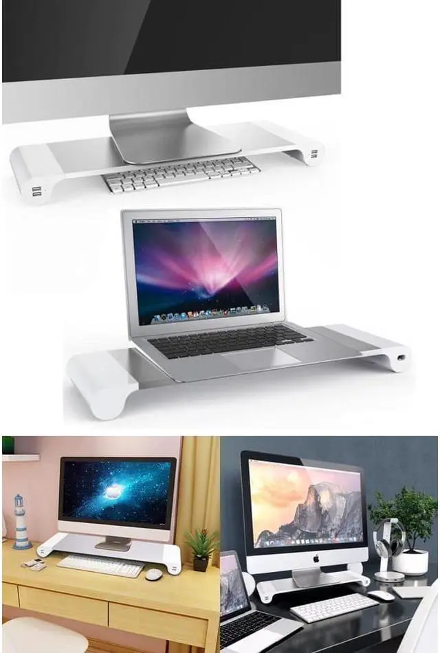 Alt view image 7 of 7 - Aluminum Universal Laptop Stand Computer  Monitor Stand Desk Organizer with 4 USB Charging Ports for Apple MacBook Pro iMac Pro Google Chromebook Microsoft Surface Dell Asus HP Acer Home Office