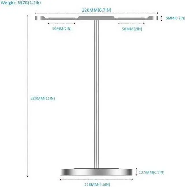 Alt view image 4 of 7 - Dual Aluminum TV Headphone Stand Wireless Organizer,Suitable for Beats,Sennheiser,Sony,Audio-Technica,Bose,Shure,AKG, Kids' Headphones,Logitech,JBL,Plantronics,Razer Gaming Headphones and Mor