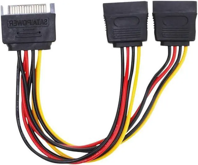 Alt view image 3 of 7 - SATA Power Cable 2 PACK 8 Inch SATA 15 Pin Male to Dual SATA 15 Pin Down Angle Female Power Splitter Cable